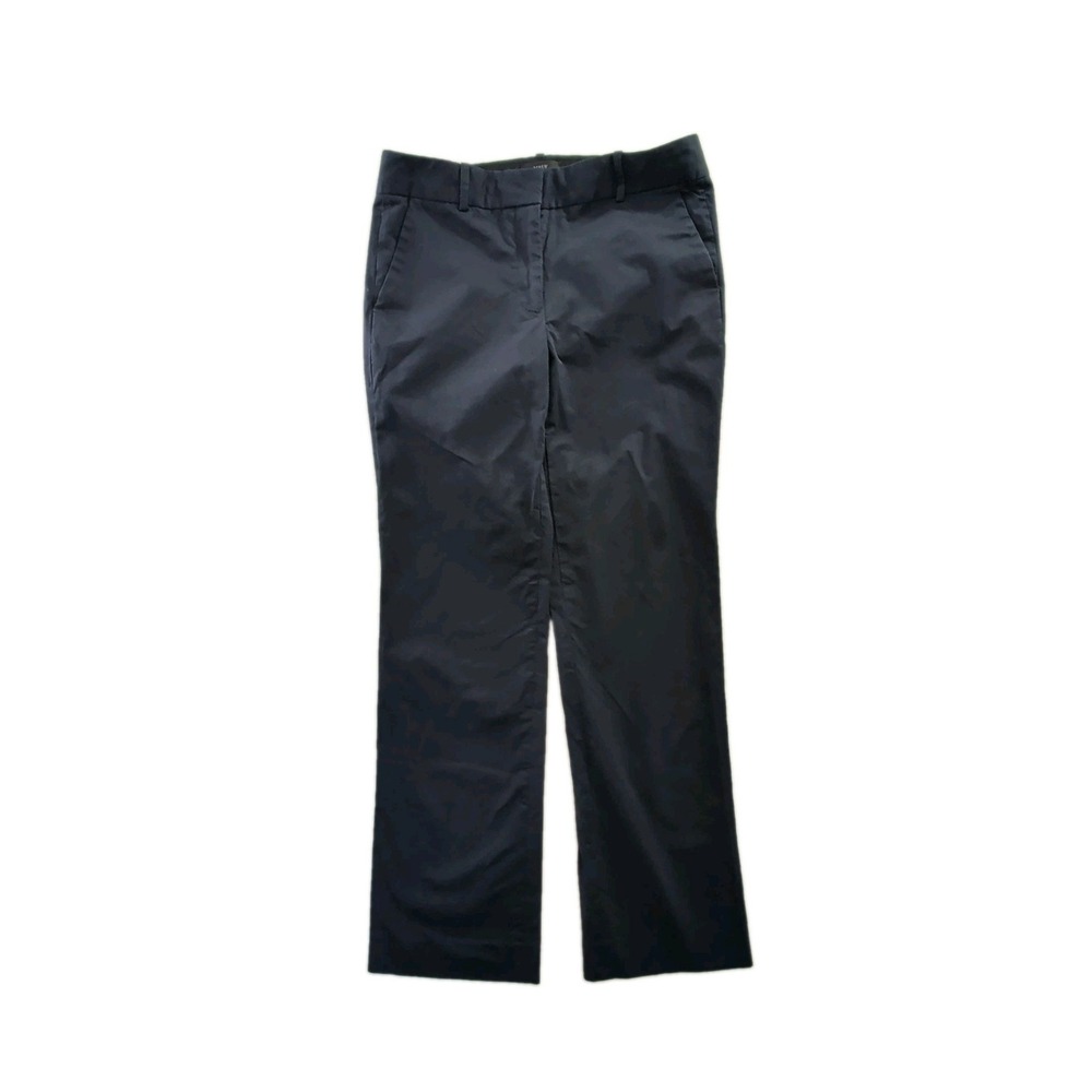 J Crew Cafe Trouser Pants Womens 4 Blue Straight Leg Stretch Business Casual